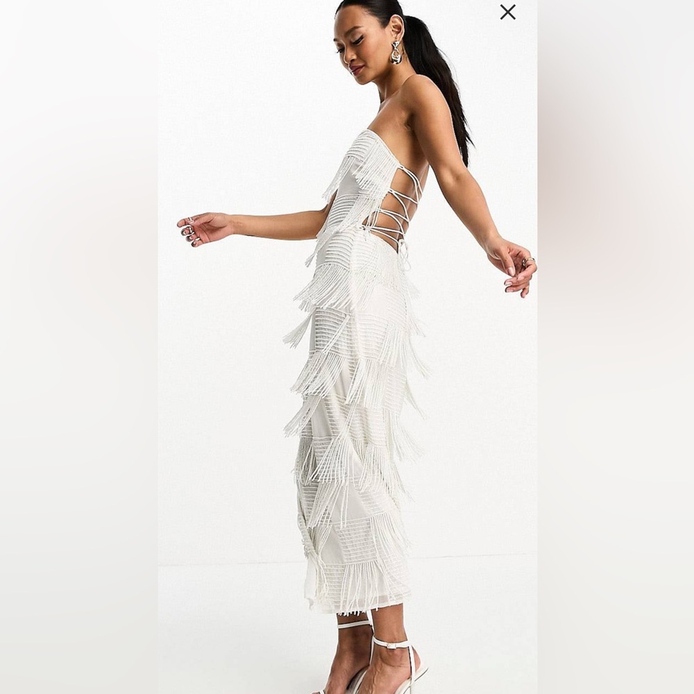 ASOS DESIGN beaded embellished bandeau midi dress